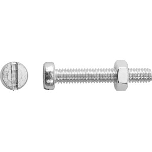 Vite a testa cilindrica LUX M5, 16 mm, zincata, con intaglio e dadi (8 pezzi).