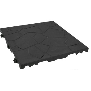 Piastrella per esterni t.b.t. nera con motivo a pietra.