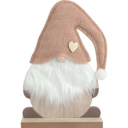 Gnomo di Natale in legno 21,5x6x30 cm marrone