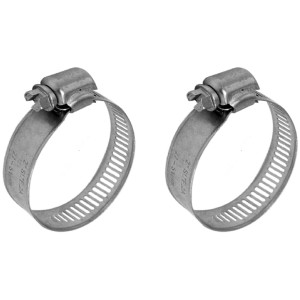 Due fascette stringitubo Fermatubo in metallo regolabili.