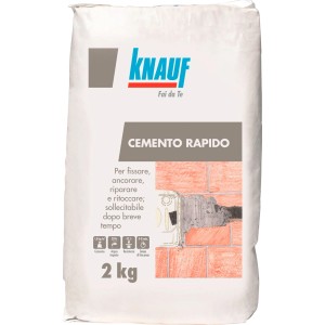 Sacco di cemento rapido Knauf Cemento Rapido da 2 kg, per fissare, ancorare e riparare.