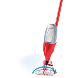 Mocio spray rosso per la pulizia, spruzza acqua.