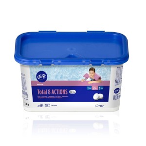 Gre Multifunzione Total 8 Actions pastiglie per il trattamento dell'acqua della piscina, 1 kg.