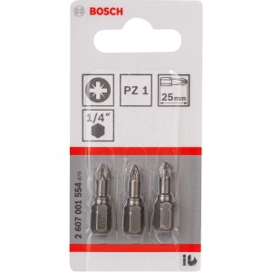 Set 3 inserti a croce Bosch Pro PZ1, extra duro per avvitatura.
