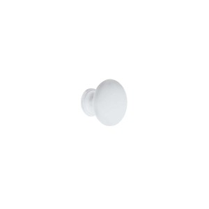 Pomello per mobili bianco rotondo per armadi e cassetti.