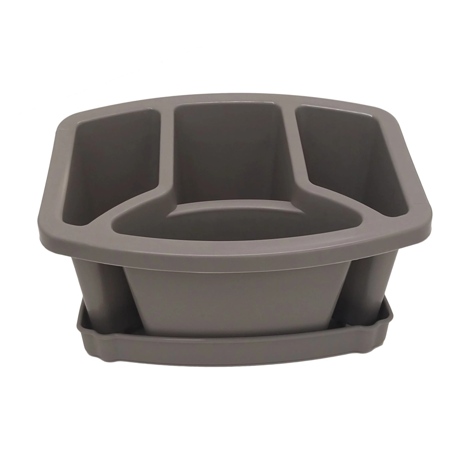 Portautensili da cucina grigio con scomparti per l'organizzazione della cucina.