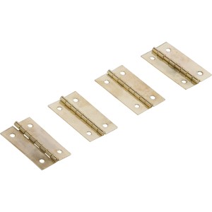 Quattro cerniere per scatole, 40x25 mm, ottonate, per portagioie ecc.