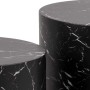 Set di 2 tavolini da salotto in legno Motrik effetto marmo nero tondo h40 cm_4