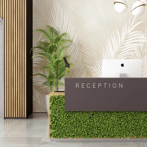 Rivestimento decorativo verde per pareti con aspetto vegetale come frangivista.