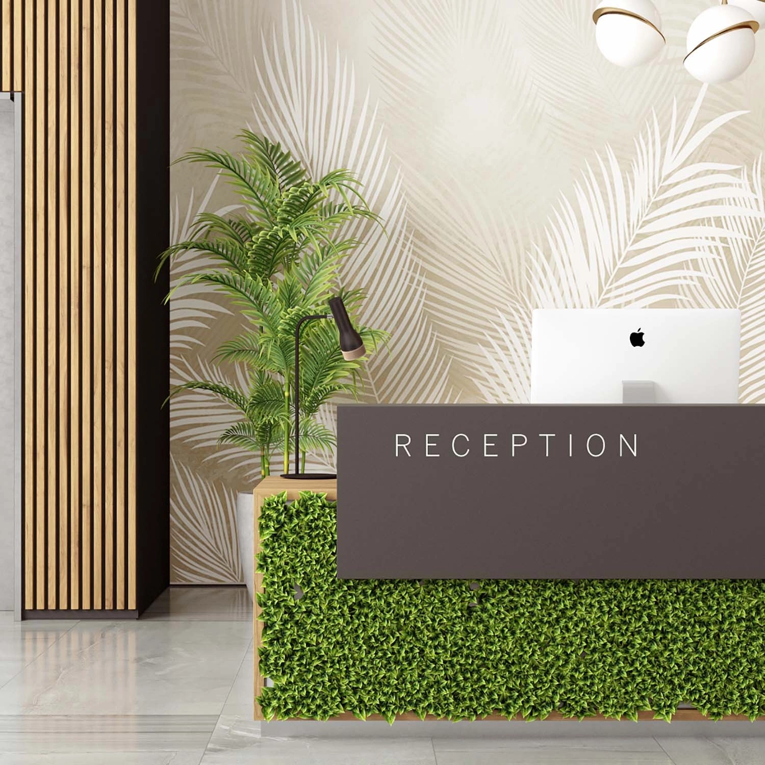 Rivestimento decorativo verde per pareti con aspetto vegetale come frangivista.