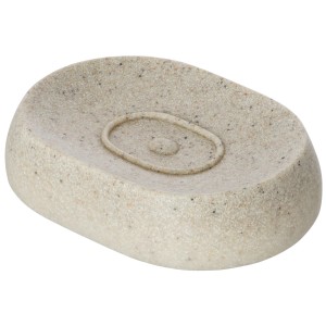 Portasapone ovale Wenko Puro in grigio pietra in poliresina per bagno e cucina.