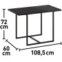 Tavolo da giardino nero con dimensioni (altezza 72cm, larghezza 60cm, lunghezza 108.5cm).