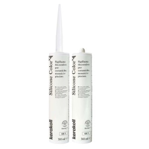 Due cartucce di Kerakoll Silicone Color per sigillare piastrelle, mosaici e piscine.