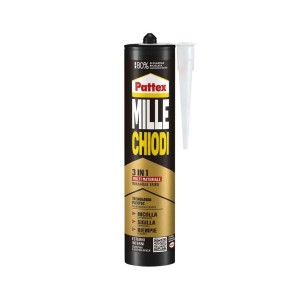 Cartuccia di adesivo multiuso Pattex Mille Chiodi per interni ed esterni.