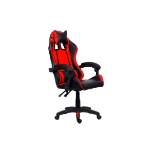 Sedia da gaming nera e rossa.