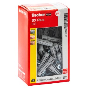 Fischer SX Plus 8 S tasselli, confezione da 50. Tasselli universali per un fissaggio sicuro in diversi materiali.