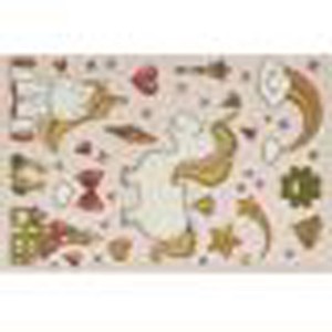 Tappeto per bambini t.b.t. con unicorni e stelle su sfondo beige.