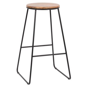 Sgabello Achelor naturale con gambe nere 32x32x71 cm