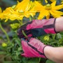 Guanti da fiorista rosa (taglia 7) con rivestimento in PVC utilizzati per il giardinaggio.