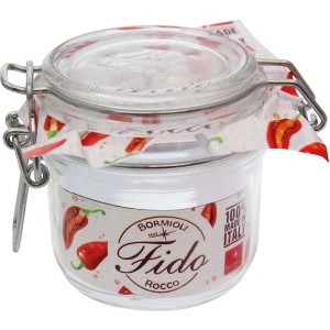 Bormioli Rocco Fido barattolo con gancio, 255ml, per conservare alimenti, con motivo peperoncino.