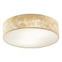 Plafoniera t.b.t. color oro con paralume rotondo per montaggio a soffitto.