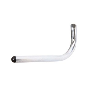 Gancio in metallo per montaggio su pannelli forati, ad es. per utensili.