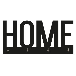Appendiabiti da parete HOME nero con quattro ganci.
