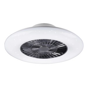 Plafoniera LED moderna con funzione ventilatore.