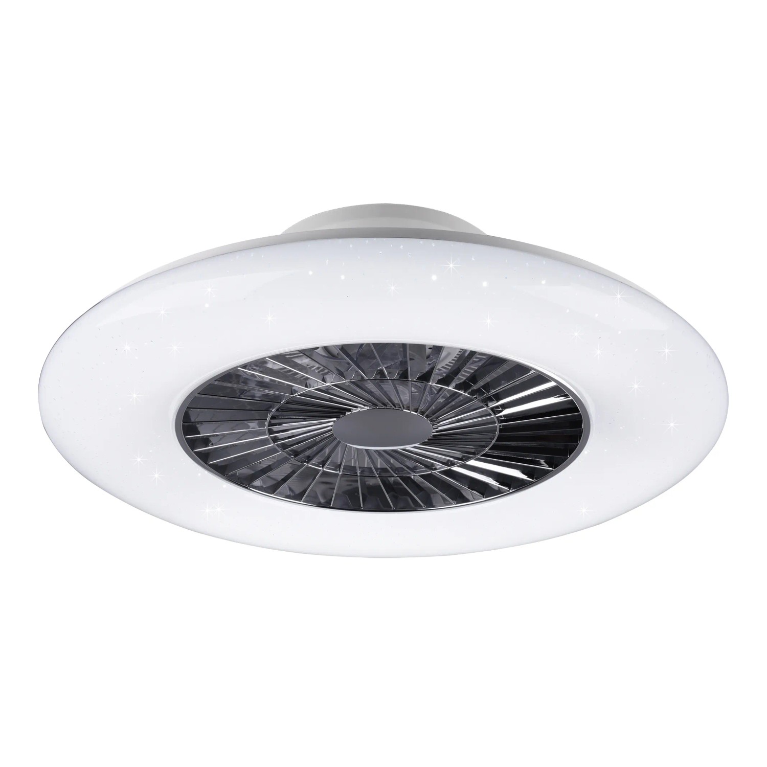 Plafoniera LED moderna con funzione ventilatore.