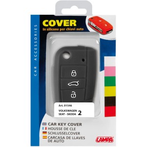 Cover nera in silicone per chiavi auto VW, Seat, Skoda. Accessorio cura auto.