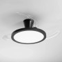 Plafoniera LED moderna t.b.t. con pale trasparenti, ideale per un'illuminazione elegante.