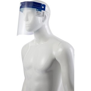 t.b.t. visiera protettiva, occhiali di protezione trasparenti su un manichino.