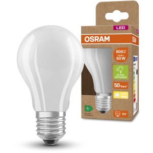Lampadina LED Osram E27, 3.8W, 806 lm, opaca, bianco caldo. Forma a bulbo, 10.5 x 6 cm.