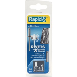 Rivetti Rapid, 4.8x18mm, acciaio inossidabile, per Graffe a dorso sottile.