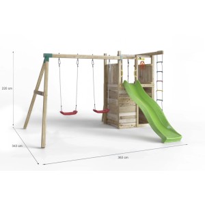 Gioco da giardino Houser con scivolo e altalena 343x363xh220 cm