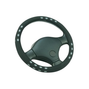 Coprivolante nero OBI Soft Silver con punti argentati per interni auto.