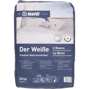 Sacco di malta per pietra naturale Mapei C2TE, 20 kg, adesivo flessibile per pietra naturale, ad es. marmo e granito.