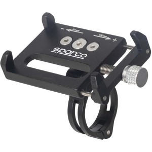 Supporto per telefono da bici t.b.t. nero per montaggio sul manubrio.