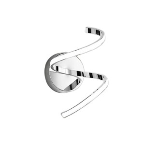 Moderna applique LED cromata con design curvo.