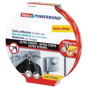 Nastro biadesivo Tesa Powerbond per montaggio, alta adesività fino a 500kg.