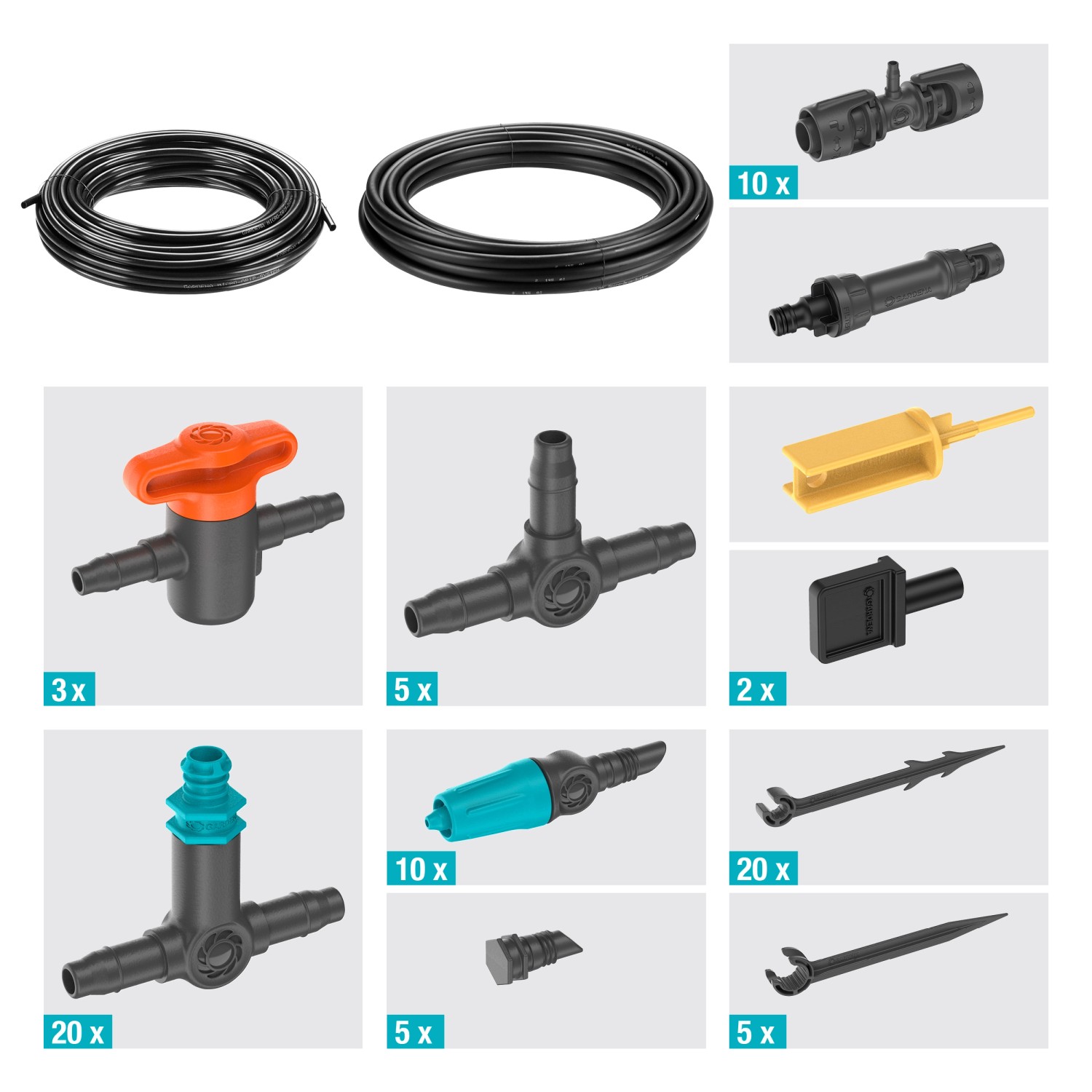 Gardena Micro-Drip-System: Set irrigazione a goccia per terrazza con accessori per 30 piante.