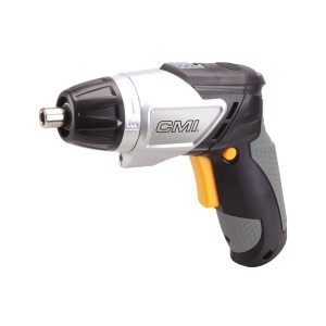 Avvitatore a batteria CMI 3,6 V con batteria. Trapano avvitatore compatto in argento, nero e giallo.