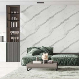 Rivestimento prottetivo in gomma laminata effetto marmo bianco 120x270 cm