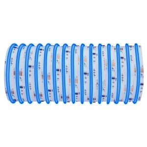 Striscia LED blu arrotolata.