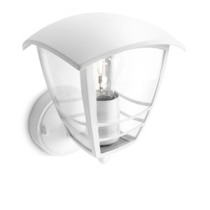Lampada da parete per esterni bianca, design classico con paralume trasparente.