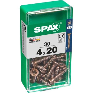 Viti per legno SPAX 4x20 mm in contenitore di plastica verde, 30 pezzi