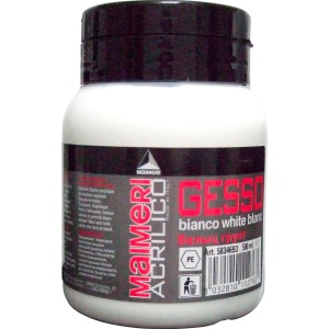 Maimeri Acrilico Gesso, pasta modellabile bianca in contenitore di plastica.