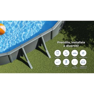 Piscina fuori terra ovale in acciaio antracite Gre 500x300 H 132 cm