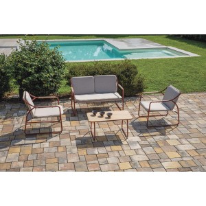 Set di mobili da giardino t.b.t. con divano, poltrone e tavolo.