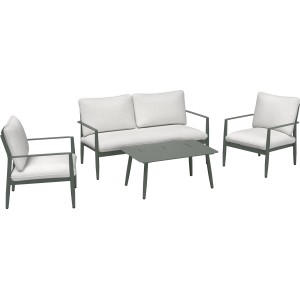 Salotto da giardino Claremont in acc con cuscini poliestere beige 4 posti
